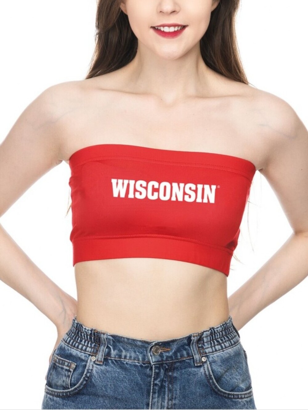 Zenana Outfitters Red Wisconsin Badger Bandeau Tube Top One Size Fits All